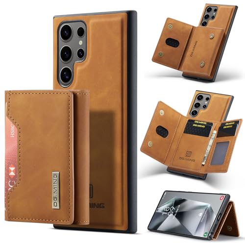 Étui cuir S24 Ultra anti-choc avec porte-carte détachable DG. MING