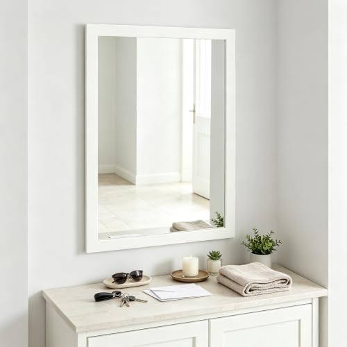Image of Bathroom Mirror for Over Sink 28x20 Inch Rectangular Wall Mirror, White