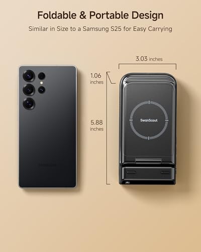 Image of SwanScout 703S Charging Station for Samsung S26 Ultra, 3-in-1 Wireless Charger for Galaxy S26+ /S25 /S24 Ultra /S24 /Z Flip /Fold, for Galaxy Watch Ultra /8 /7 /6, for Galaxy Buds3 Pro (No Adapter) (Black)