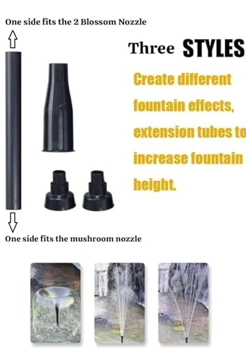Image of FLOJOY Asian Pumps Beautiful 3 Effects Small Fountain Pump With 1 Mushroom&2 Blossom Nozzle Kit 10W 12Led Ac (220V) Color Changing Light With Adjustable Flow 400L /Hr