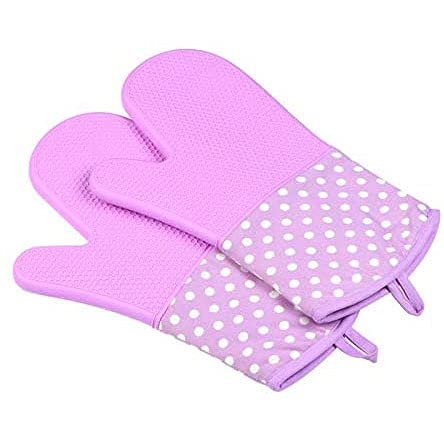 Guantes de silicona para horno microondas lavables con forro de algodón