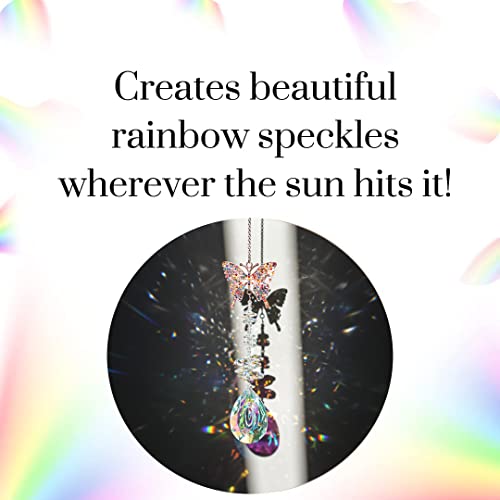 H&D HYALINE & DORA Crystal Butterfly Rhinestones Suncatcher Window Hanging Ornament,Glass Suncatcher for Windows Rainbow Maker Decoration for Home - Image 3