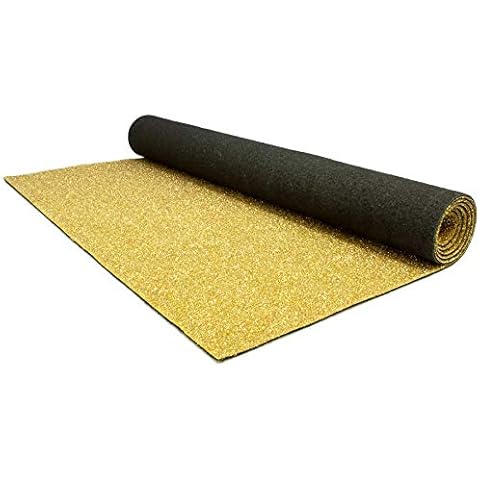 Primaflor Glitzer Hochzeits-Läufer Glimmer - 2,00m x 4,50m, Gold, Event-Teppich mit Schimmer, Schwer Entflammbarer Messeboden, Empfangsteppich, Gangläufer Cover