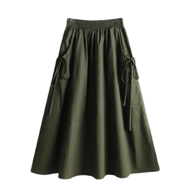 Jupe mi-longue plissée taille haute élastique jupe droite fluide unie