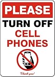 Aluminum Please Turn Off Cell Phones Sign HomeWorkplace Decor 12×8Inch