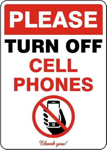 Aluminum Please Turn Off Cell Phones Sign HomeWorkplace Decor 12×8Inch