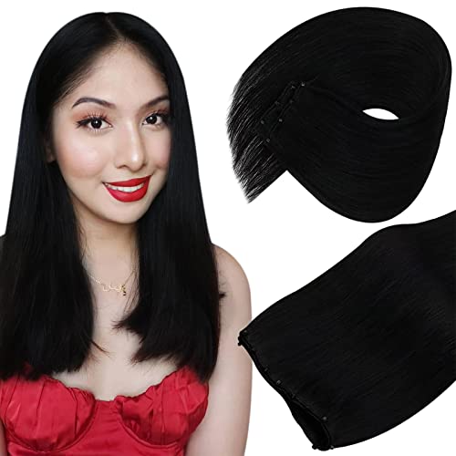 Natural Black Microbeads Weft Hair Extensions Real Human Hair Micro-link Extensions Black Remy Hair 50g 18inch