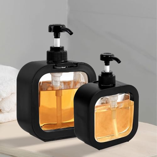 Image of Soap Dispenser, Multifunctional, Bathroom & Kitchen, Liquid Dish Wash One-Hand Dispensing, Black, 17oz