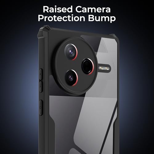 Image of A rtistque Clear Hard Transparent Acrylic Armor Anti-Drop Shockproof TPU Edge Back Cover Case for Poco F7 Pro 5G - Black