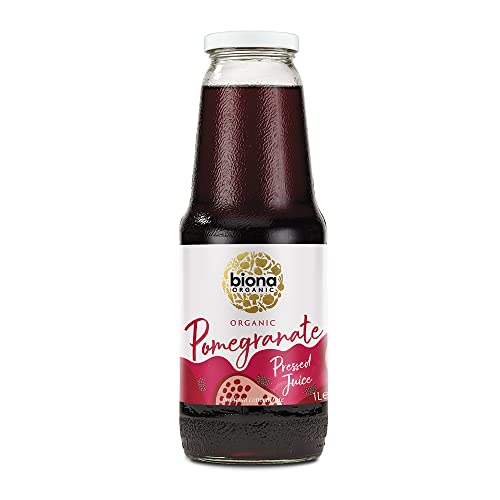 Biona Organic Pomegranate Juice 1L Pack of 6 - Pure Pressed Fruit Juice - Freshly Harvested by Organic Farmers - Vegan Drinks