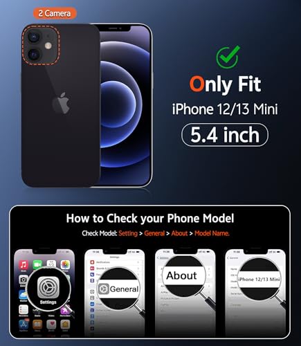 Image of FNTCASE for iPhone 13 Mini Case: iPhone 12 Mini Case Matte Magnetic Phone Cases Compatible with Magsafe Slim Anti Yellowing Military Grade Drop Rugged Protective Translucent Cell Cover (C-Black)