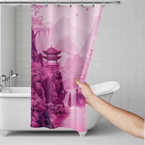 Rideau de douche automne imperméable 150x180 avec ourlet lesté
