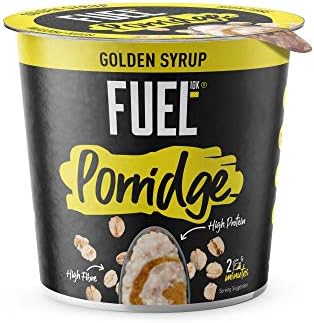 FUEL10K Porridge Pots, Golden Syrup - 8x70g - High Protein On The Go Breakfast
