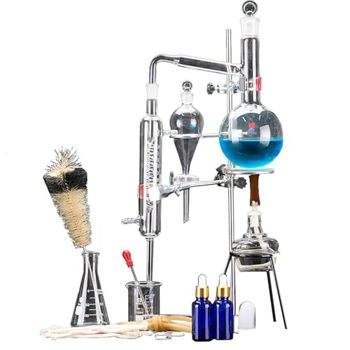 Aparato de destilación de aceite esencial de laboratorio de 500 ml, destilador de agua, purificador, kit de cristalería con frasco de tubo de condensador