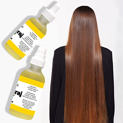 Savage Organics Bhringraj Oil - 100% Natural Bhringraj Hair Oil For Strong & Healthy Hair – Conditions, Promotes Growth & Helps Prevent Hair Fall - Glass Bottle (2 Oz) #TOP6