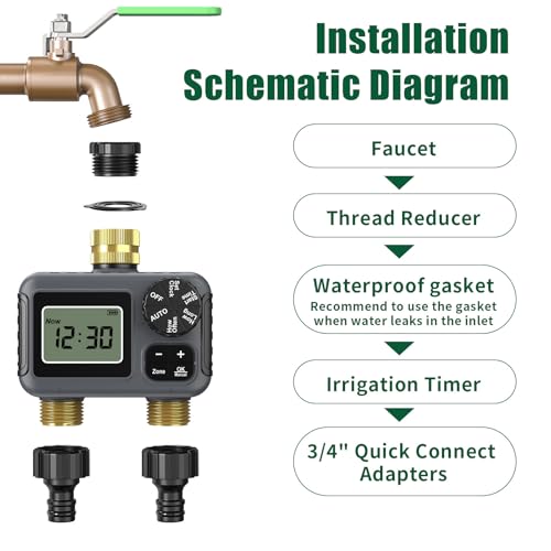 Vannes d'irrigation de jardin à double débit avec écran LCD étanche