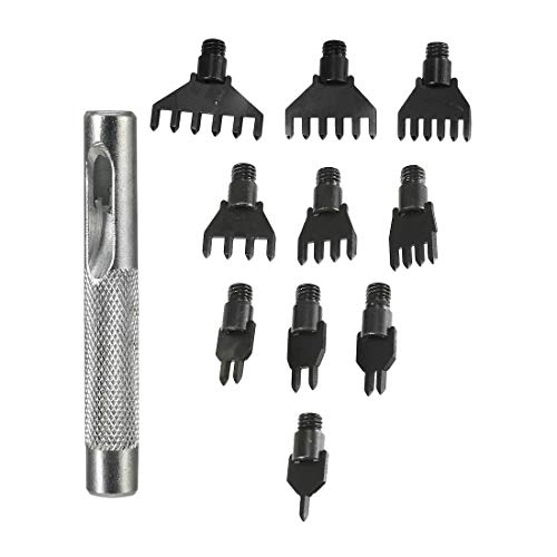 Replaceable DIY Leather Craf Tool Punching Tool Diamond Hole Chisel Set for Leather Belt Working Cover