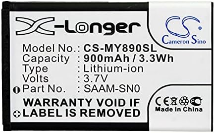Front label of the TollCor CS-MY890SL battery showing model number and specifications