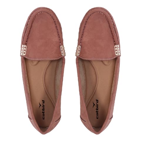 Image of CatBird Women's Suede Finish Loafers | Slip-On Flat Shoes with Minimal Metal Detail | Soft Cushioned Footbed and Flexible Grip Sole | Ideal for Office, Everyday Wear, Travel and Casual Outings