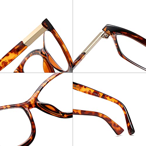 Image of Bevi Reading Glasses Anti Eyestrain Blue Light Blocking Large Square Oversize Frame with Metal Hinge for Women and Men