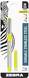 Zebra H-301 Stainless Steel Highlighter with Bonus Refill, Chisel Tip, Yellow Ink, 1-Count