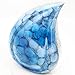 M MEILINXU Unique Teardrop Decorative Urns, Cremation Urns for Human Ashes - Display Burial at Home or in Niche at Columbarium, Engraved Aluminum Urns for Ashes Adult Male &Female, (Turquoise - Large