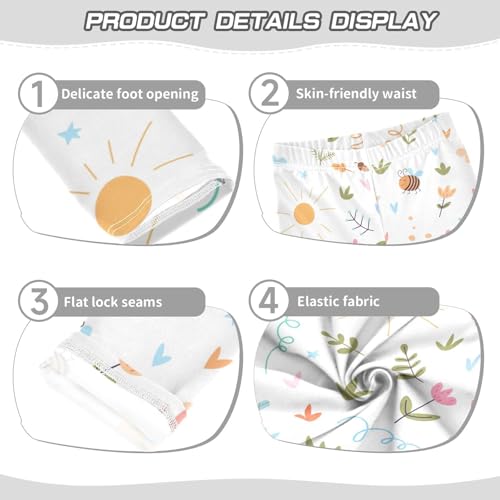 Insects Diverse Flowers Girls Leggings,Workout Leggings for Girls Toddler Athletic Leggings Size for 3-10T3