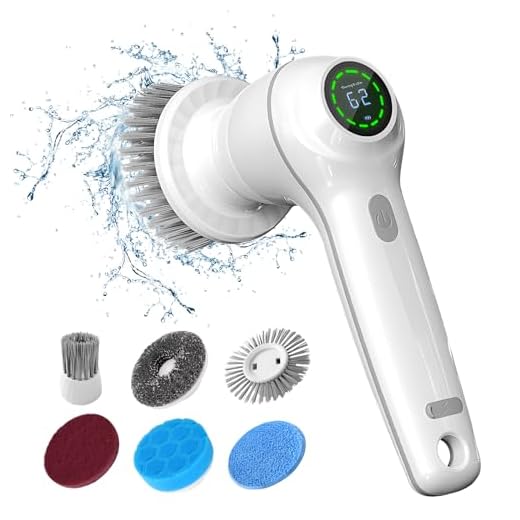 CkeyiN Spazzola Elettrica per Pulizia, Rotante Ricaricabile Spin Scrubber Senza Fili con 7 Testine, Scrubber Elettrico Senza Fili per Bagno/Cucina/Parete/Piastrelle