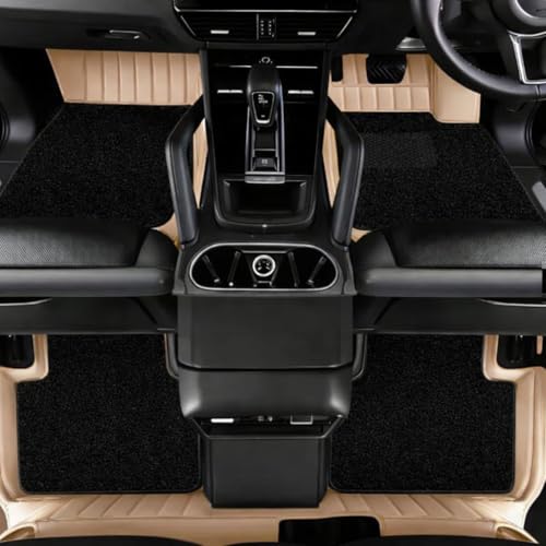 Image of 9D Car Floor Mat for Maruti Celerio New (2022 to 2026) | Beige-Black Grass | Waterproof | Anti-Slip | Luxury Premium Leather Car Mat | Full Coverage | All Weather | Custom Fitted Mats