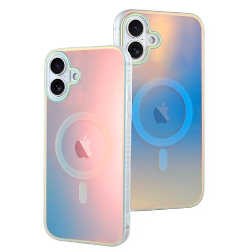 Image of AIGOMARA Magnetic for iPhone 17 Case, [Compatible with Magsafe] [Fluorescent Iridescent Color] Slim Shockproof Translucent Matte Protective iPhone Case for Women Girls 6.3 Inch