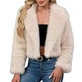 Generisch Abrigo de piel para mujer, chaqueta de pelo de invierno, térmico, mullido, abrigo de invierno, abrigo de manga larga, cuello de solapa, chaqueta de invierno, abrigo de piel sintética, ropa