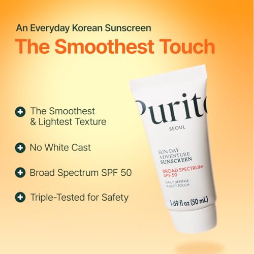 PURITO Sun Day Adventure Korean Sunscreen Smoothest and Lightest Texture Broad Spectrum SPF 50 UVA & UVB Protection No White Cast Oil Free For All Skin Types Vegan Daily Skin Care 50ml, 1.69 fl.oz - Image 5