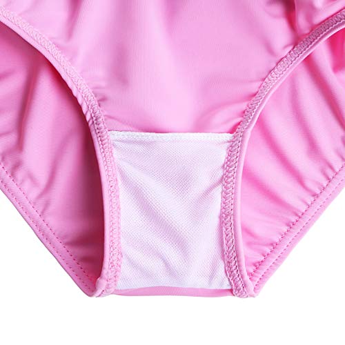 Image of BAOHULU Girls Two Piece Swimsuits Rash Guard Ruffle Bikini Skirt Short Sleeves Beach Dress Swimwear UPF 50+ 3-12Y