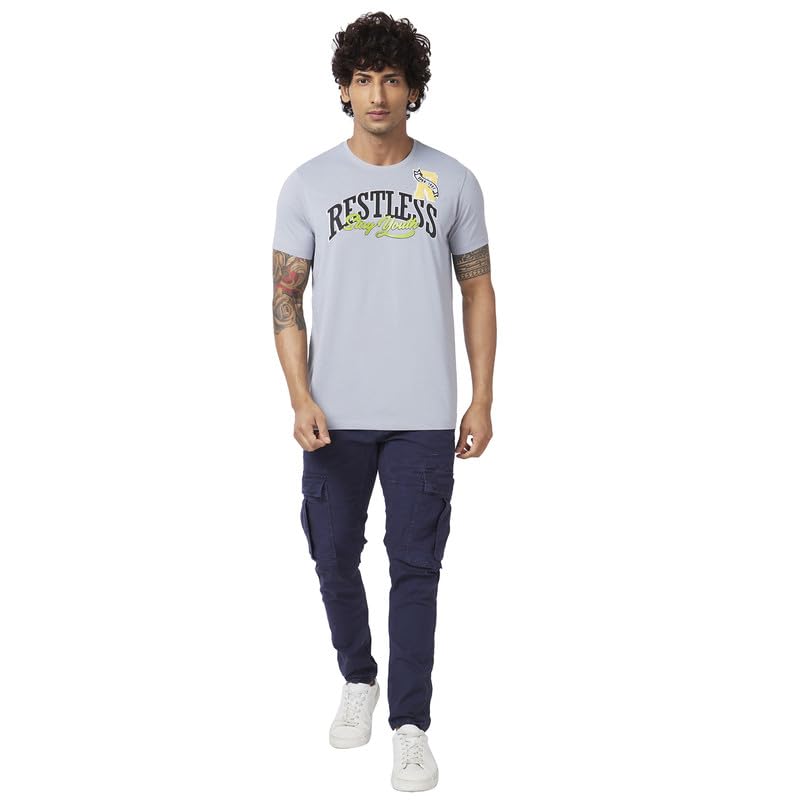 Image of Spykar Men's Slim Fit Round Neck Half Sleeve Printed Casual T-Shirt