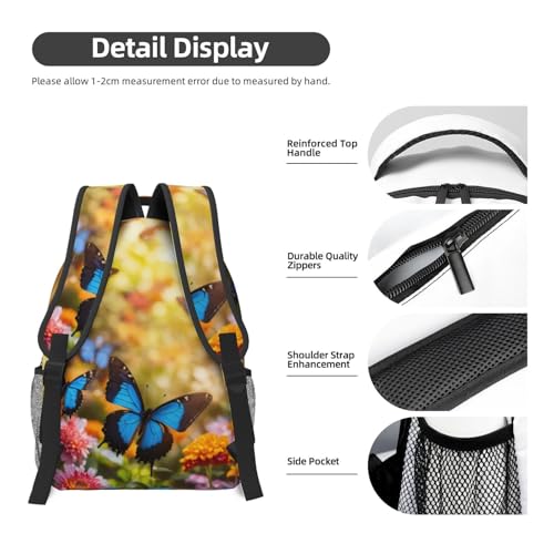 Sac à dos ordinateur EdWal imprimé fleurs bleues et papillon Noir - 5