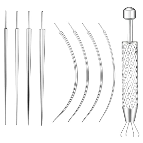 Piercing Taper Insertion Tool, Flat Back Earring Applicator Tool for Changing Jewelry, Piercing Ball Grabber Pin Push In Tapers 14G 16G 18G 20G Body Piercings Kits for Flatback Earrings (S3-Threadless piercing tapers + ball grabber)