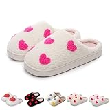 Womens Mens Heart Slippers Valentine Cute Cartoon Love Plush House Shoes Couple Warm Soft Bedroom Pink heart4243