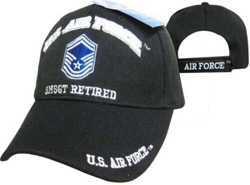 Black US Air Force SMSGT Senior Master Sergeant Retired Veteran Hat Ball Cap E8
