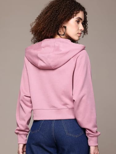 Image of Rabboni Women's Crop Fleece Hoodie Jacket | Full Sleeve Zip-Up Hooded Sweatshirt for Women & Girls | Soft Warm Casual Winter Wear Crop Hoodie