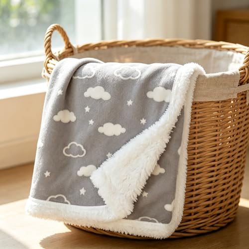 Image of TL Care Heavenly Soft Chenille Sherpa Receiving Blanket (30 inch x 35 inch), 3D Gray, Warm and Cozy for Boys and Girls, Ideal for Baby Carrier, Stroller, and Travel