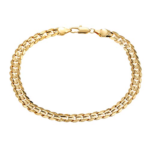 kelistom Gold Cuban Link Anklet Bracelet for Women Men, 7mm Wide 14K Gold / 18K Gold/White Gold Plated Diamond Cut Curb Chain Ankle Bracelets for Women Men 9 10 11 inches