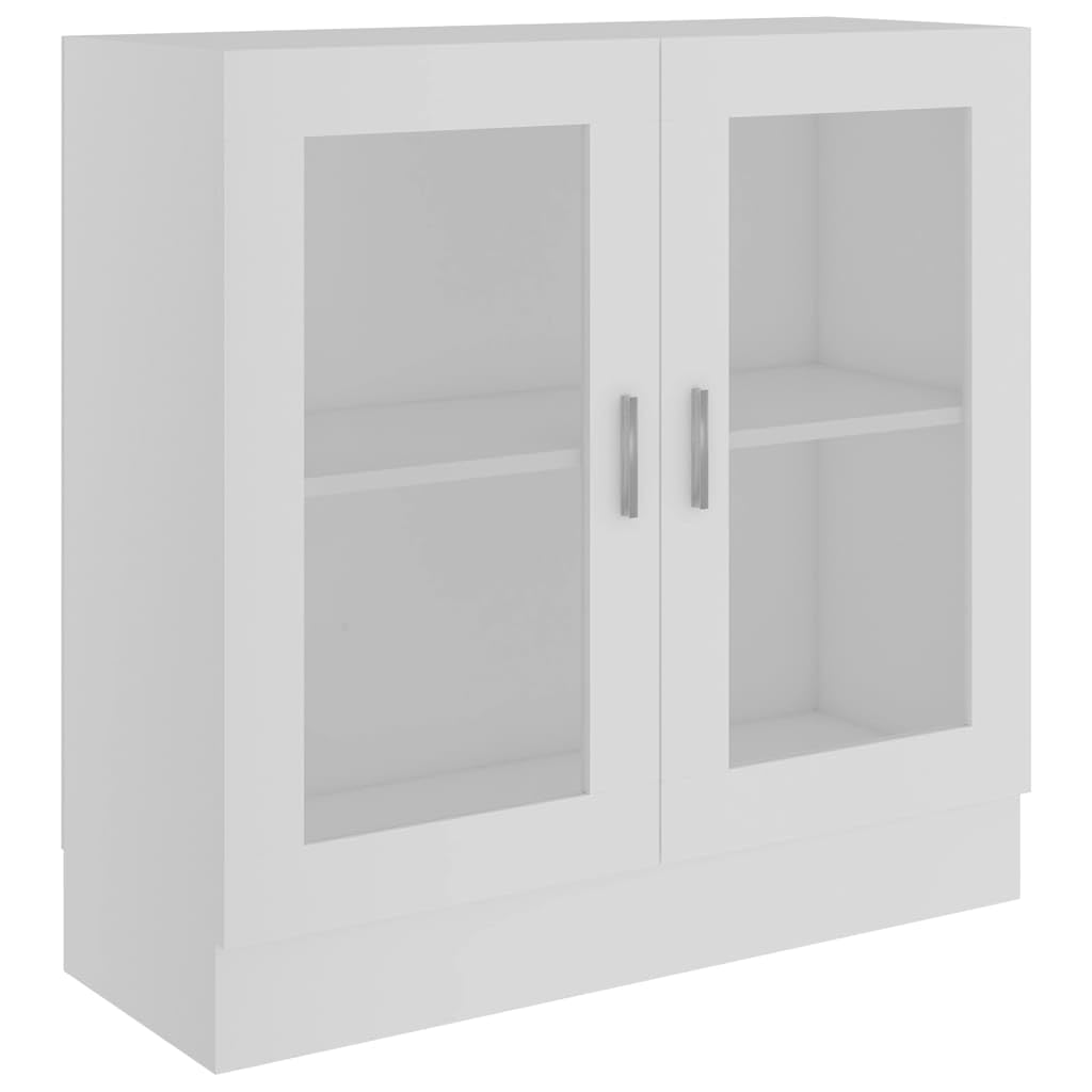 Vitrina blanca 82,5 x 30,5 x 80 cm, material de madera, con 2 puertas de cristal, 2 compartimentos, espacio para libros, revistas, artículos decorativos, solución de almacenamiento versátil