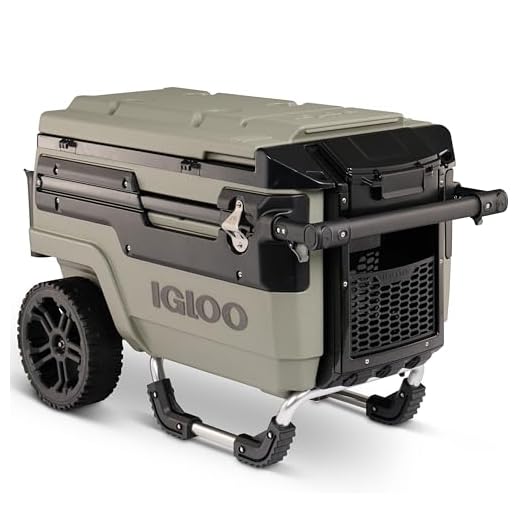 Igloo Premium Trailmate Wheeled Coolers 70 QT, Insulated Portable Cooler with Heavy Duty Wheels, 112 Can Capacity, Leak-Proof Rolling Cooler