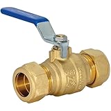 Eastman Full Port Ball Valve, 3/4 x 3/4 Inch Compression Ends, Brass Inline Water Shut-Off Valve, 20097LF