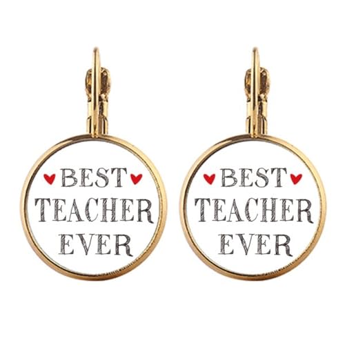 Boucles d'oreilles or clip pendantes d'exception Best Teacher ever