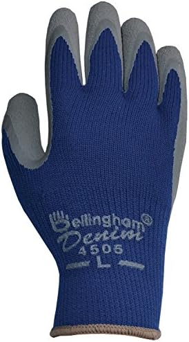 Bellingham C4505S Denim Insulated Work Gloves, Warm and Comfortable, Black Latex Rubber Palm, Small