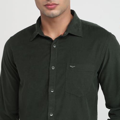 Image of Park Avenue Men Slim Fit Solid Pattern Pure Cotton Semi Cut Away Collar Full Sleeve Casual Shirt