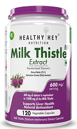 HealthyHey Nutrition Milk Thistle 25:1 (Silymarin Marianum) – 600mg Extract – Support Liver Health – 120 Veg. Capsules HealthyHey Nutrition Milk Thistle 25:1 (Silymarin Marianum) – 600mg Extract – Support Liver Health – 120 Veg. Capsules