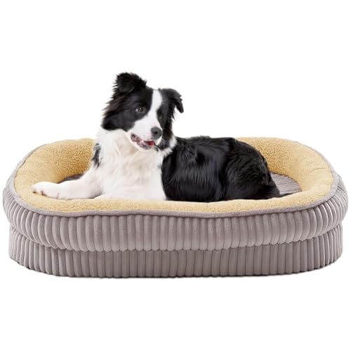 Orthopedic-Dog-Bed-for-Medium-Dogs-Breeds-High-Density-Egg-Crate-Foam-Dog-Sofa-BedsOval-Kennel-Bed-Pet-Couch-Bed-with-Four-Sided-Bolster-Removable-Washable-Cover-Non-Slip-Bottom