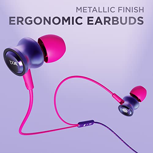 Image of Boat Bassheads 152 Sunburn Edition in Ear Wired Earphones with Mic(Techno Purple)